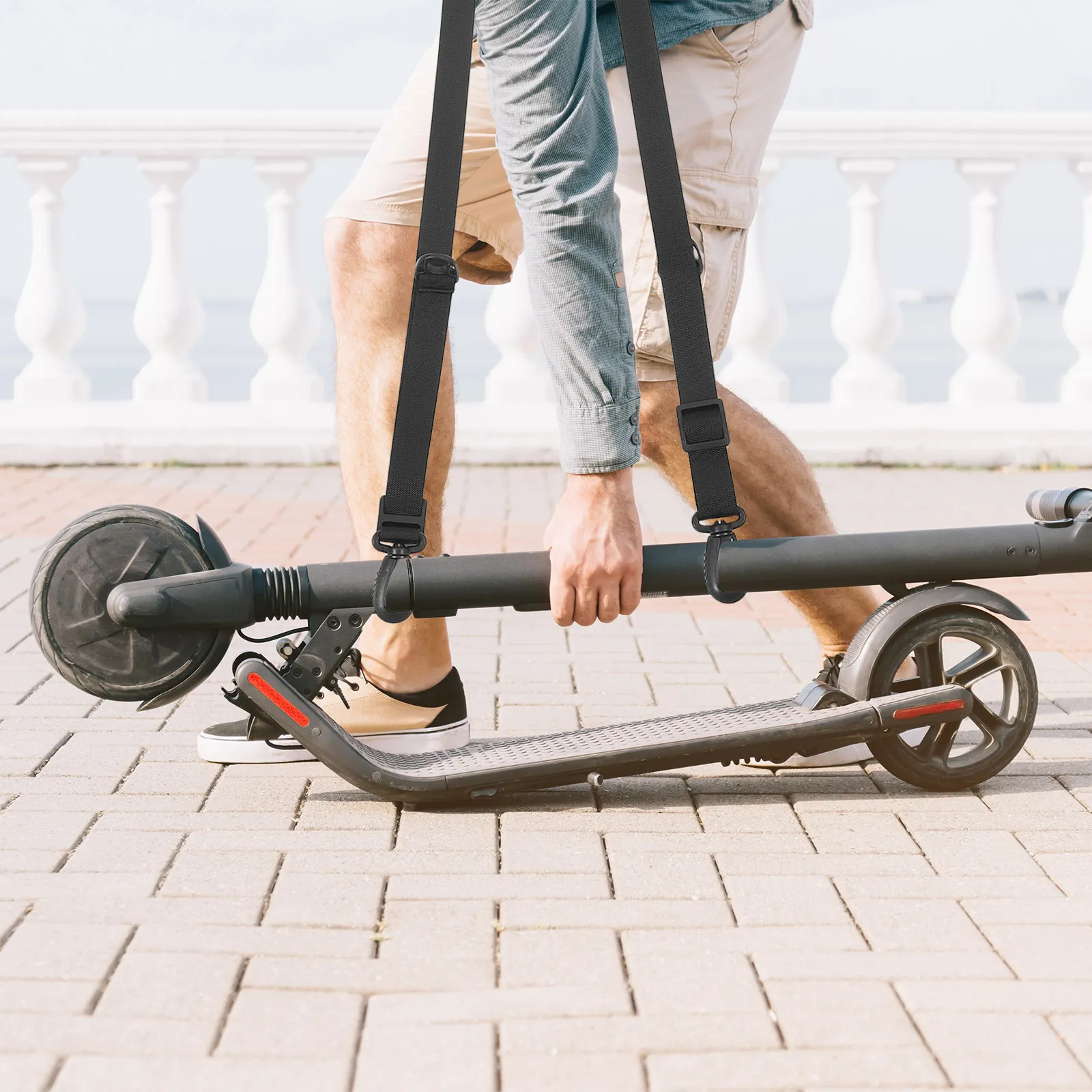 

Ремень для переноски самоката, сверхпрочный нейлоновый портативный регулируемый ремень для удобной переноски, аксессуар для складного велосипеда/самоката