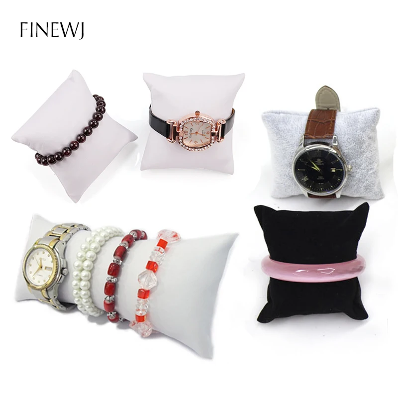 Almohada para pulsera de reloj, funda de terciopelo suave de cuero PU, tobillera, soporte de exhibición de brazalete, cojín, utilería de fotografía,