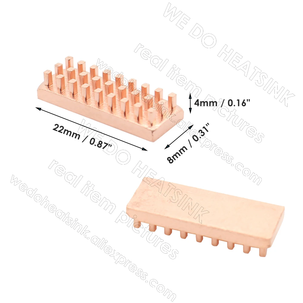 WE DO HEATSINK 22x8x4mm Without or With Thermal Pad Copper Heatsink Cooler Radiator For IC Packages,BGA,PGA,QFP, IC, Chip