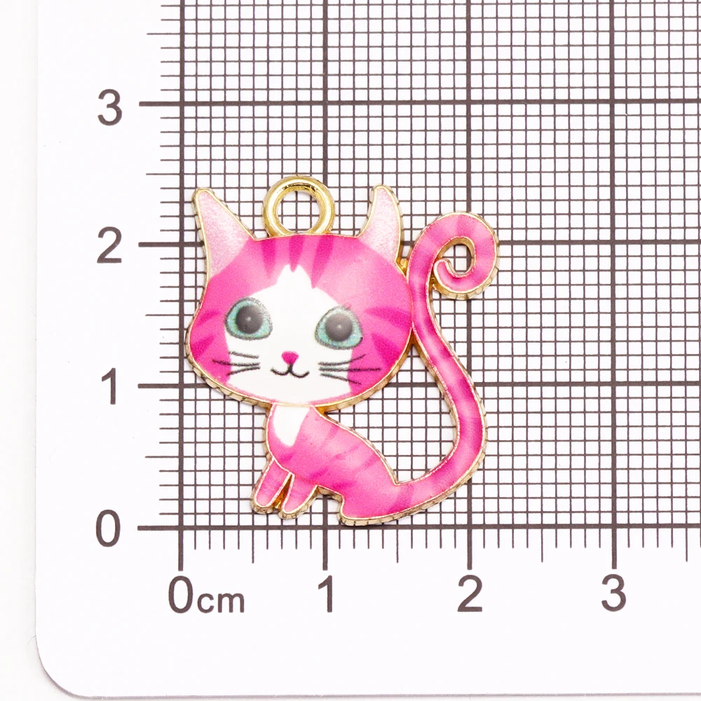 10Pcs Cute kitty Enamel Charms for Jewelry Making DIY Cartoon Animal Cat Pendants Necklace Keychain Handmade Craft Supplies