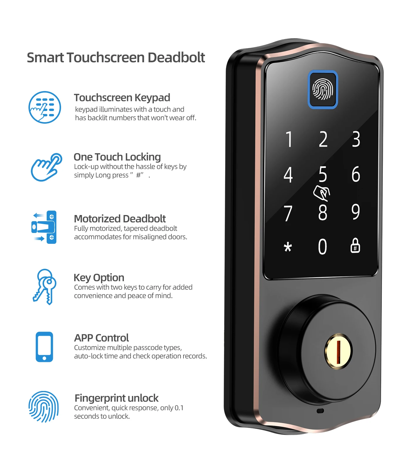 Hot Selling Smartphone Biometric Remote Control smart Locks Fingerprint Digital Intelligent Code Card Key Smart Door Lock