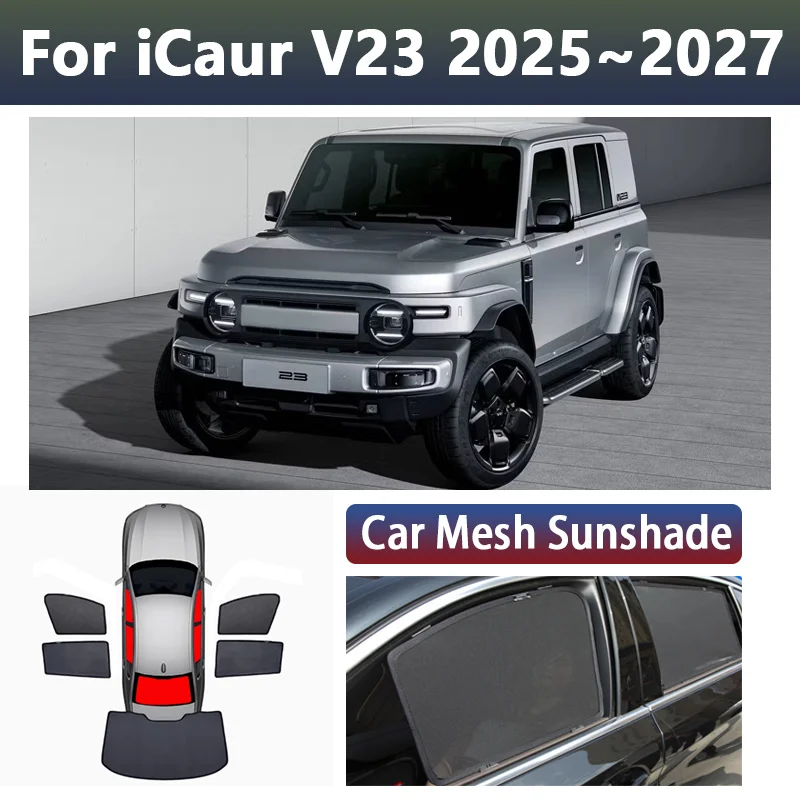 

For iCaur V23 Accessories 2025 2026 2027 Chery iCar Car Mesh Sunshade Sunscreen Magnetic Window Sun Visor Curtains Shading Cover