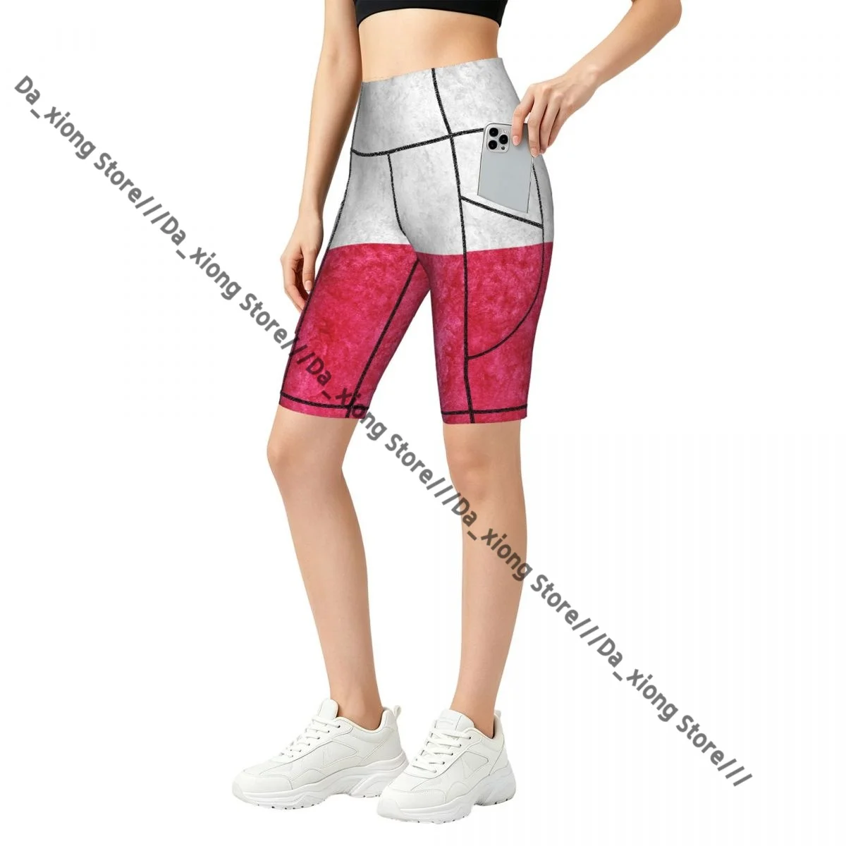 Comfortable Stretchy Yoga Shorts Poland Metallic Flag Grunge Women Gym Exercise Sports Trousers