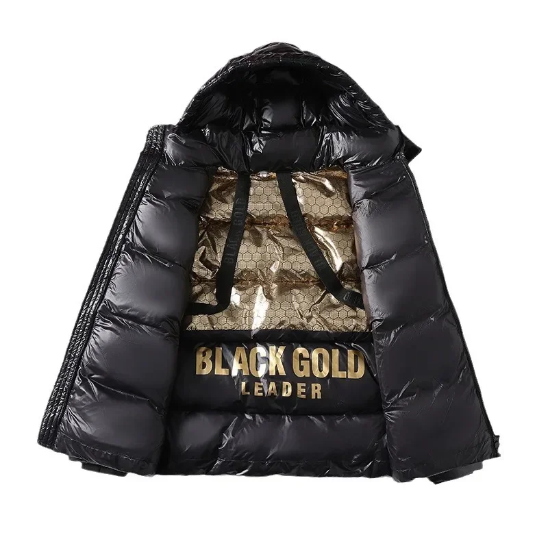 -30 ° piumino d'anatra da uomo coppie cappotto in oro nero donna addensato moda parka capispalla impermeabile con cappuccio femminile abbigliamento da neve