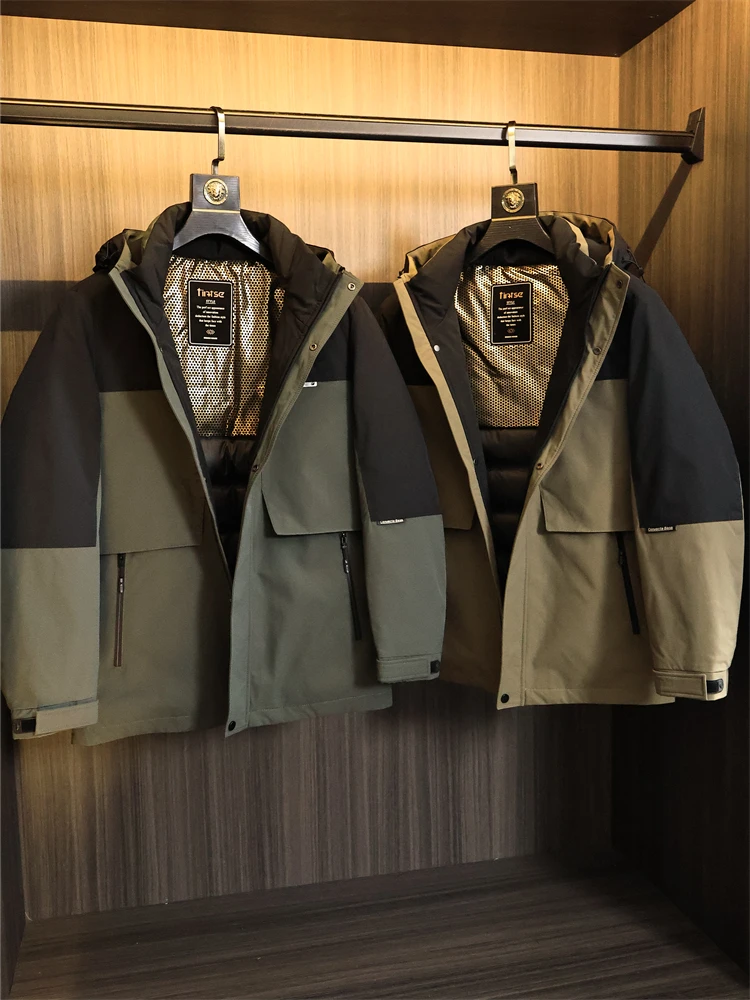 

Thiened aphene Heating 90 down Filled Hooded Men's down Jaet Faionable Urban Sle Youth Outerwear Winter Coat