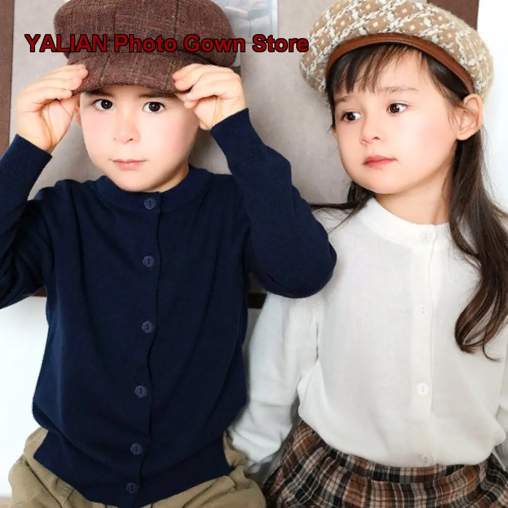 Parent-Child Cardigan Kids Spring Autumn Pure Cotton Round Neck Knit Top Toddler Girls