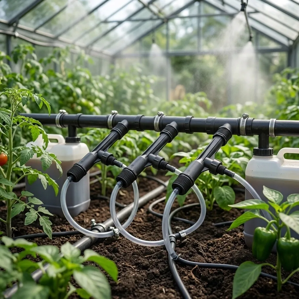 1 Inch Injector Compatible with Threaded Connections for Venturi-Driven Nutrient Delivery in Outdoor Irrigation