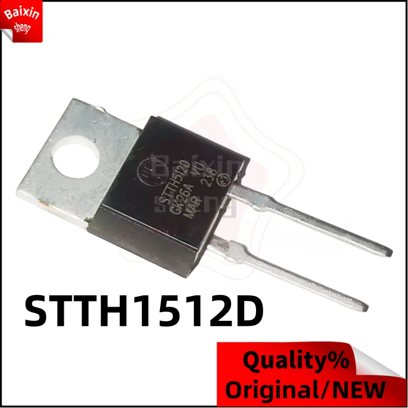 10 PCS STTH1512D TO-220-2PIN STTH1512 1512D 1512 DIODO DE RECUPERAÇÃO RÁPIDA
