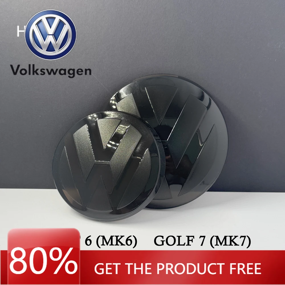 

For VOLKSWAGEN 2pcs Front and Rear Emblem For VW Golf 6/Golf 7/Golf 7.5/Golf 8 Not Affect ACC Modified Black Label Flat Mirror L