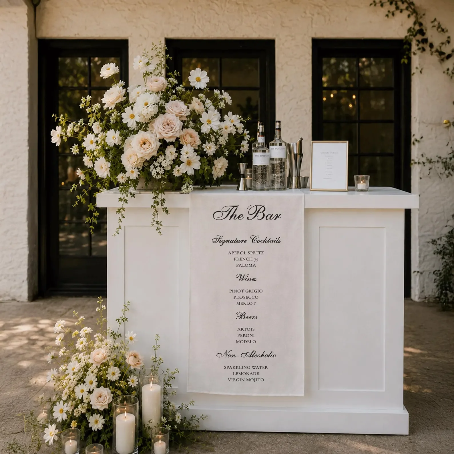 Personalized Linen Wedding Bar Menu Banner Custom Signature Drinks Cocktail Beer Sign for Reception Decor