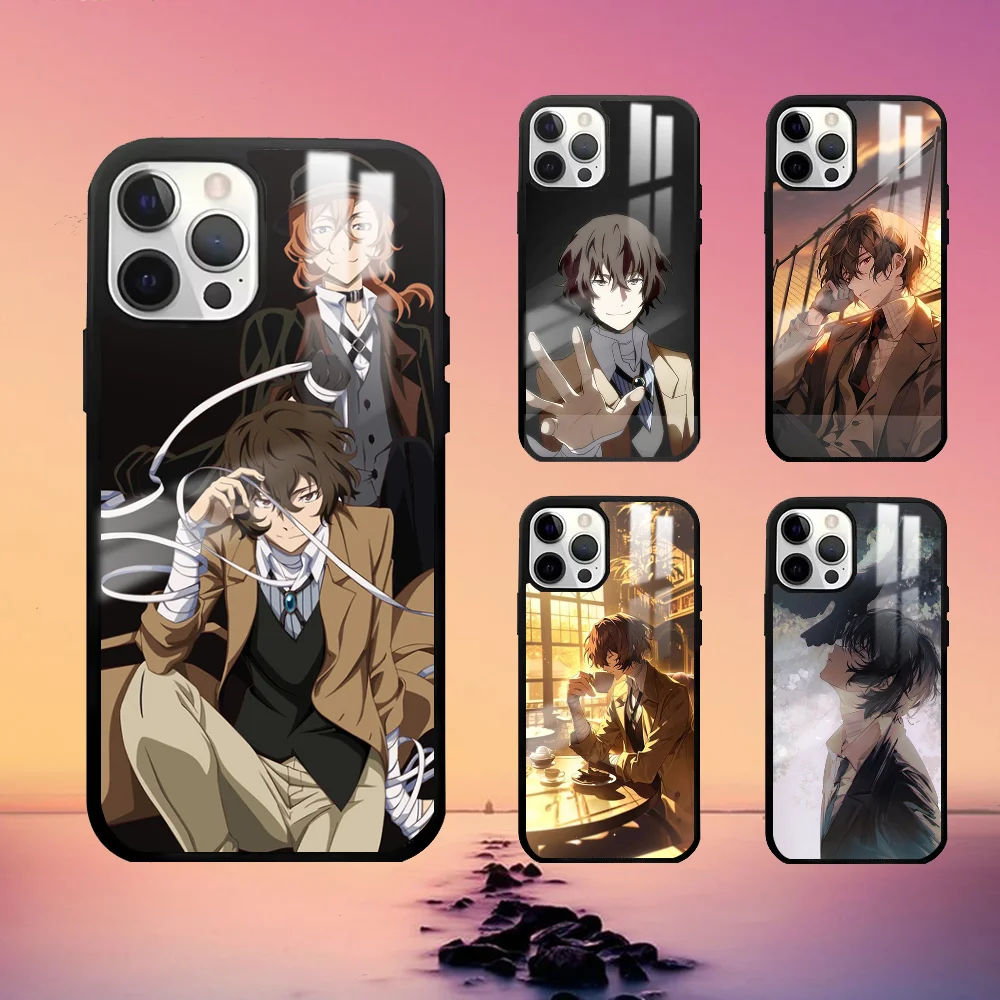 B-Bungo Stray Dogs Double Black Phone Case For iPhone 16 15 14 13 12 11 Pro Max Plus Mini Fashion High Quality mirror phone case