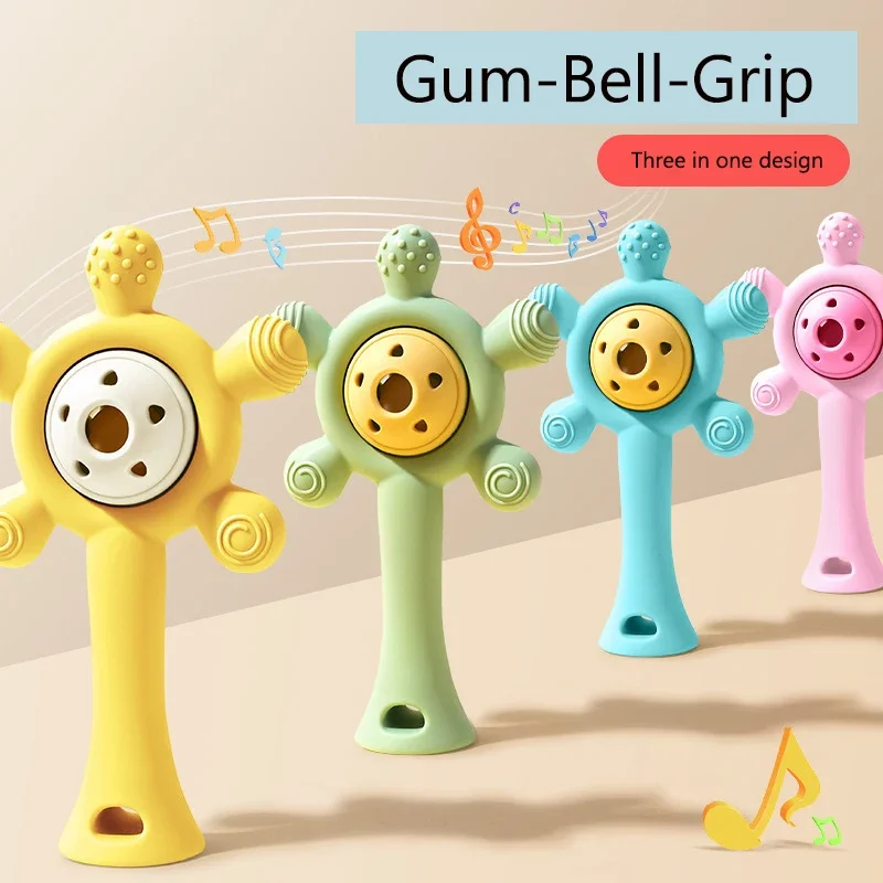 Il bastoncino molare per massaggiagengive con sonaglio non contiene BPA, materiale in silicone alimentare, giocattoli lenitivi per bambini, una varietà di opzioni