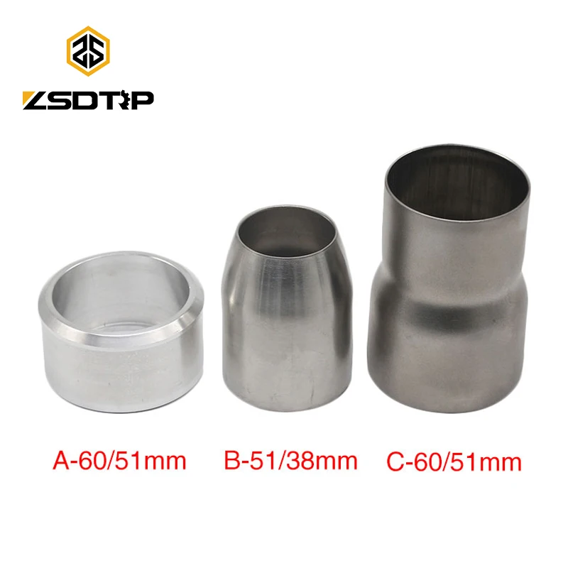 ZSDTRP Motorrad-Auspuff-Schalldämpfer 38-51MM 51-60MM Universeller Auspuffrohr-Verbinder Adapterrohr
