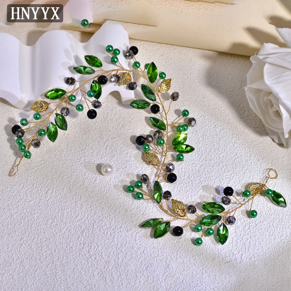 HNYYX accesorios para el cabello de cristal en forma de hoja para novia, tocados diarios simples, diadema de diamantes de imitación para boda, joyería, Tiara, A233