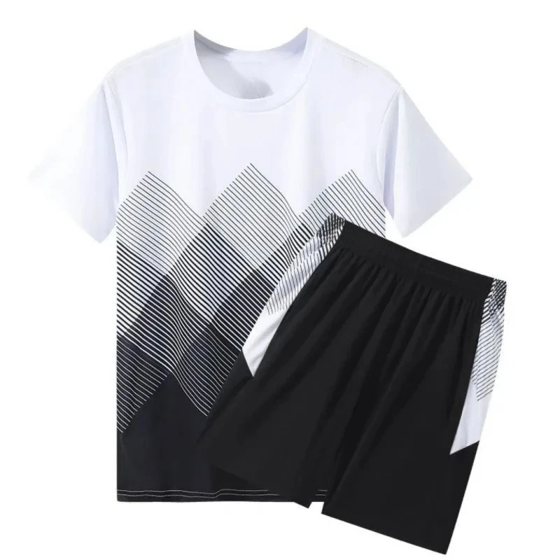 

2025 Summer New 3D Printing Fashion Men's T-shirt + Shorts Two-piece Set Quick-drying and Breathable for Outdoor Sports