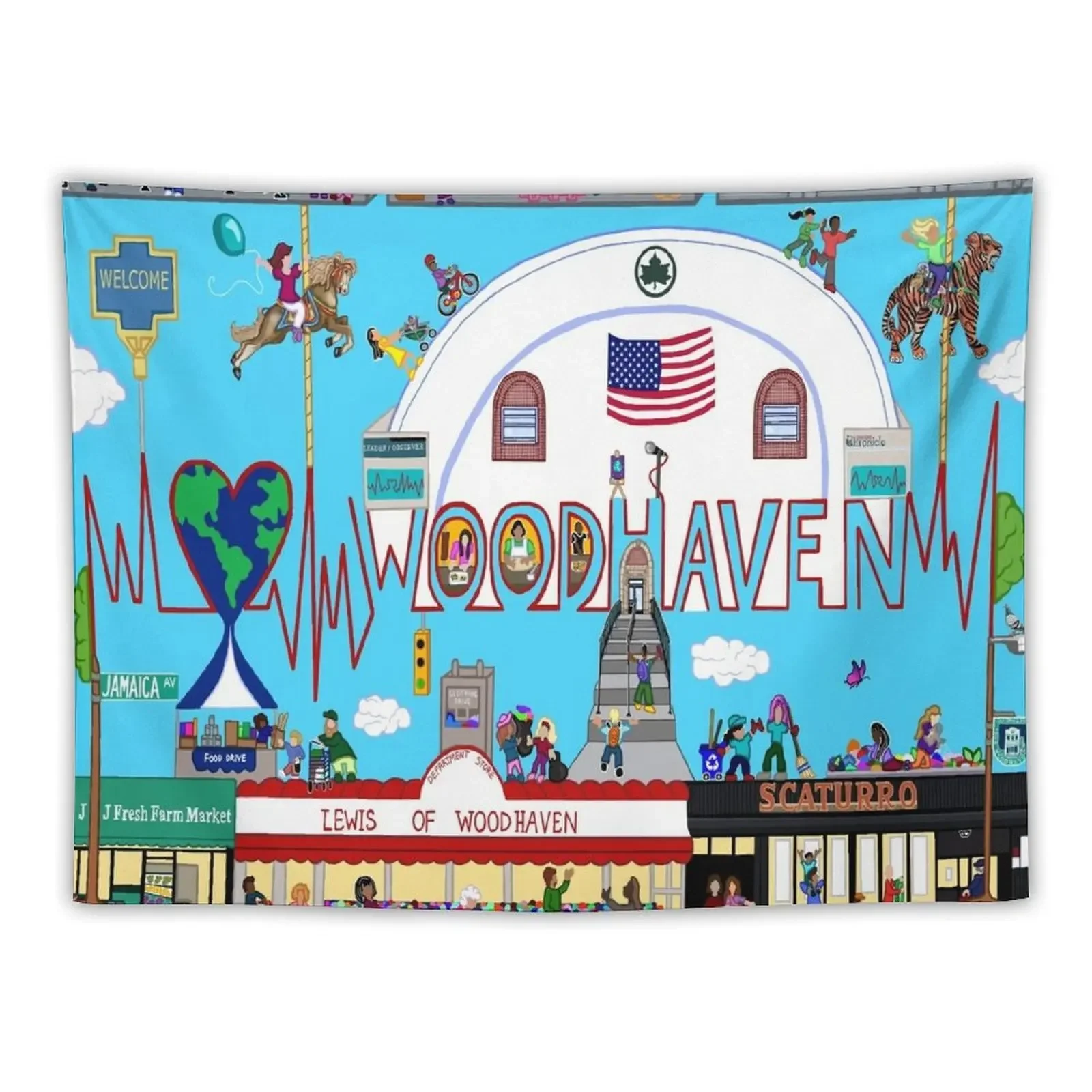 

The Community Heartbeat Pulse of Woodhaven Tapestry Things To The Room Wall Hangings Decoration Tapete For The Wall Tapestry