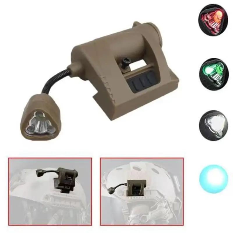 Lanterna LED Tática com 3 Modos para Capacete, Iluminação Noturna Externa, Caça a Laser, Ciclismo Militar e Pesca