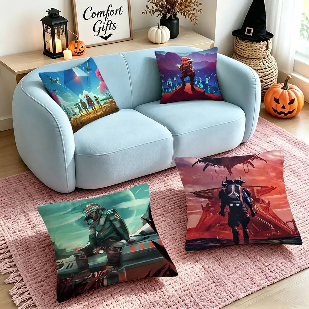 No Man S Sky Space Game  Square Double-Sided printed Pillow Case Bedroom Bedside Pillow Sofa Cushion Cover