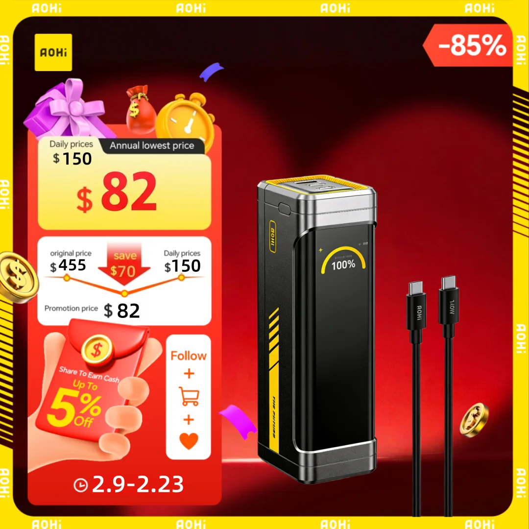 

[NEW] AOHI The Future Starship Pro PD3.1 310W 20,000mAh LED Display Power Bank with 140W C-C Cable
