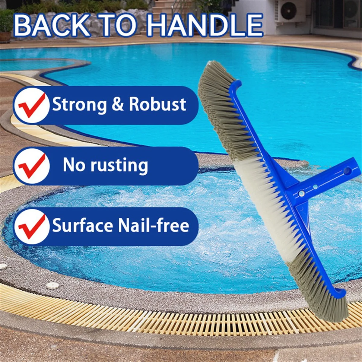 Pool Brush Bath Spa Decontamination Brush Manual Cleaning Brush Cleaning Equipment