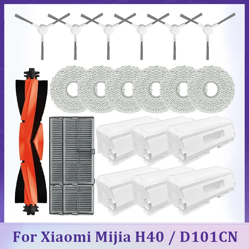 Replacet For（ Xiaomi Mijia H40 / D101CN ）Vacuum Cleaner Part Main Side Brush Mop Cloth Filter Dust Bag Replacement Spare Parts