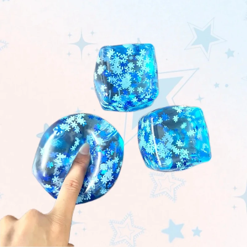 Squishy Snowflake Ice Cubes Slow Rising Sensory Fidget Toy Soft Ice Cubes Stress Relief Squeeze Toy Hand Exercise Calming Tool