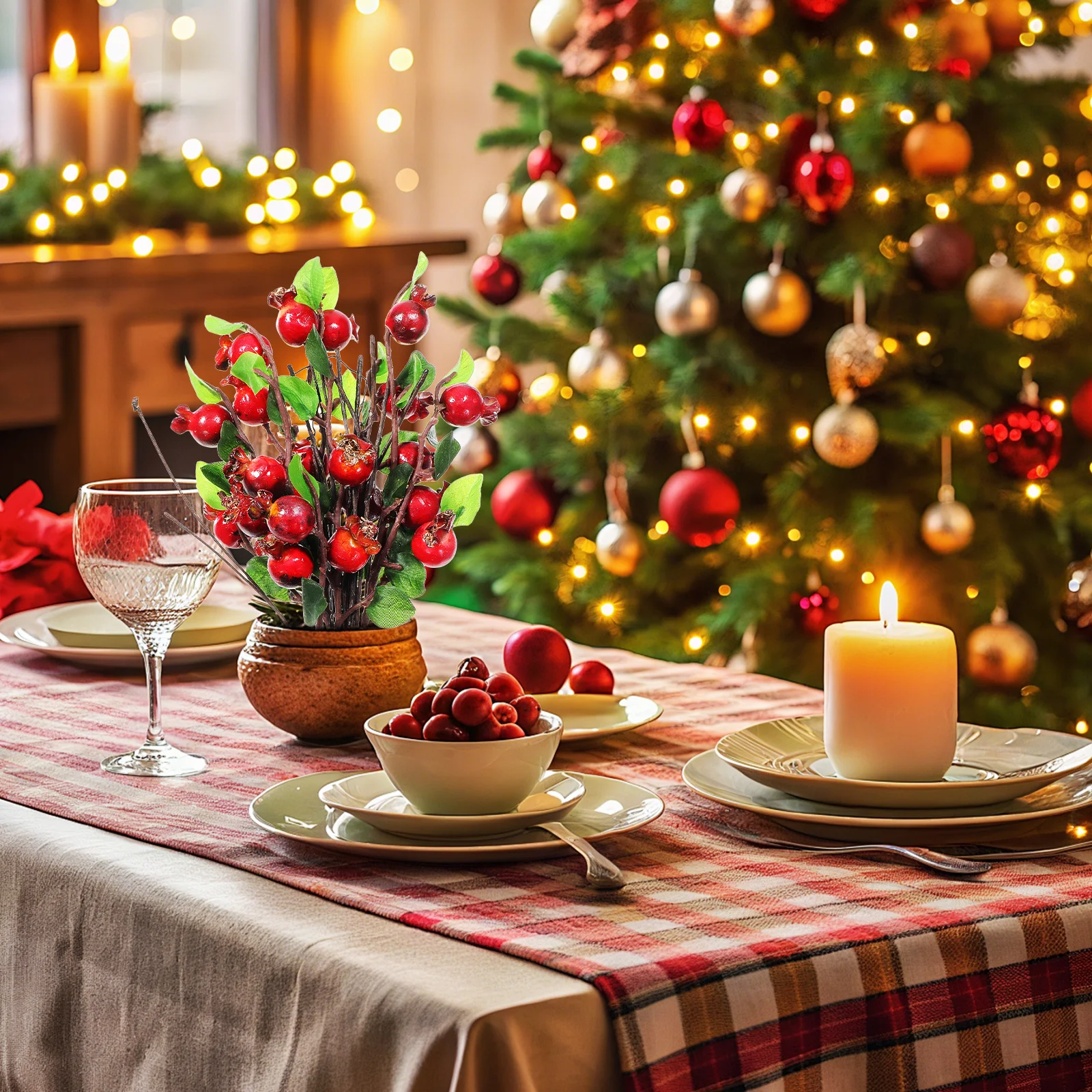 

1 Set Artificial Rosehip Berries Yellow Simulation Pomegranate Fruit For Diy Floral Arrangements Christmas Picks Home Wedding