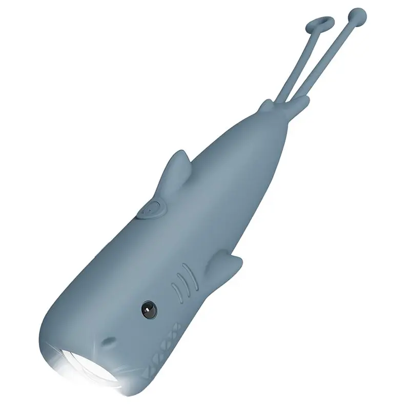 【今すぐ節約】充電式懐中電灯、調光可能なシリコントーチ、キーチェーン付き、キャンプ、誕生日プレゼントに最適（トーチシャーク）