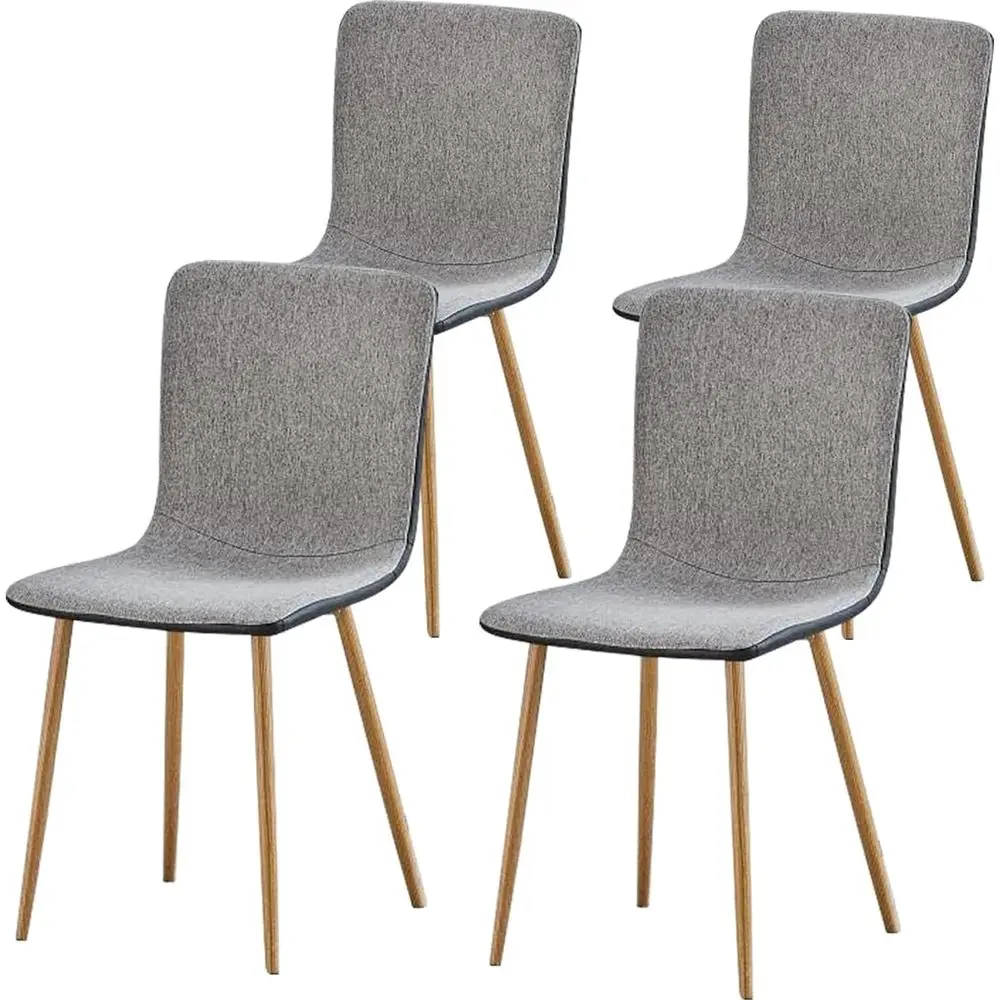 

Dining Chairs Set of 4, Fabric Cushion Side Chairs MidBack with PU Back and Oak Metal Legs for Kitchen, Dining Room, or Living A