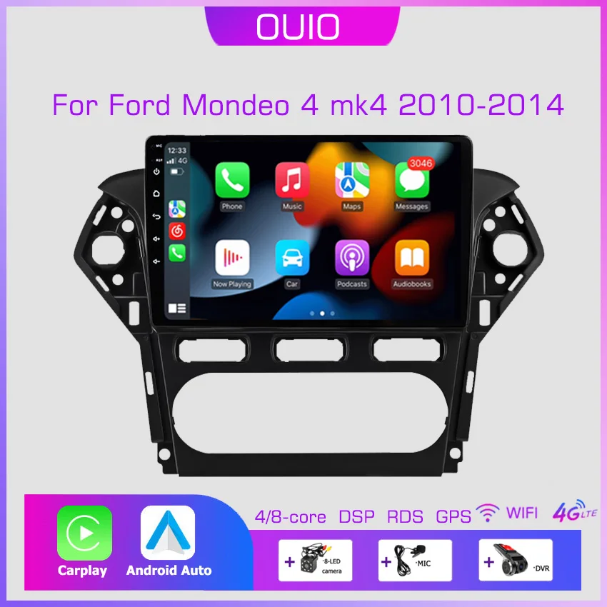 

2din Android10 Automotive multimedia player stereo Carplay Auto GPS Navigation DSP NO DVD For Mondeo 4 mk4 2010 2011-2013 2014