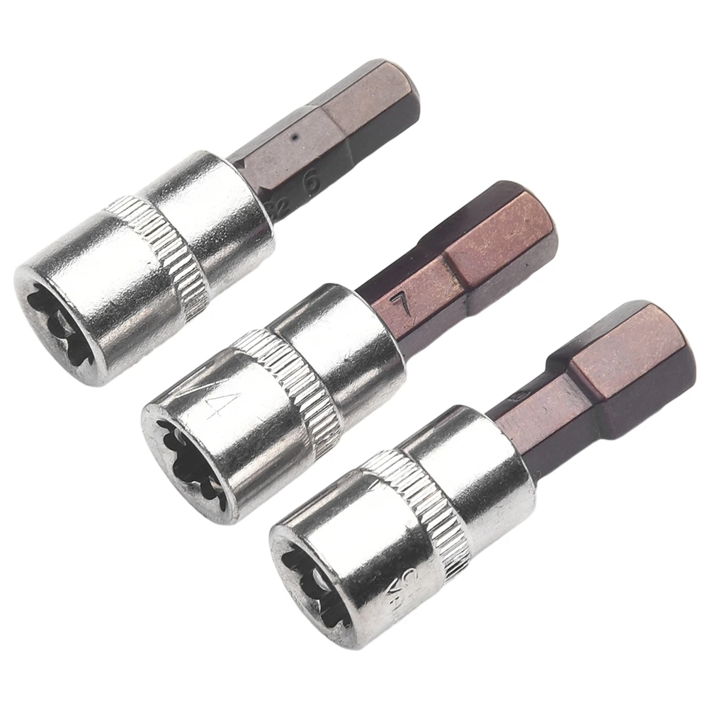 3pcs 1/4 Inch Hex Bit Socket Set Square Socket Wrench Ratchet Socket Adapter Screw Driver Bits Hand Tools H3 H4 H5/H6 H7 H8