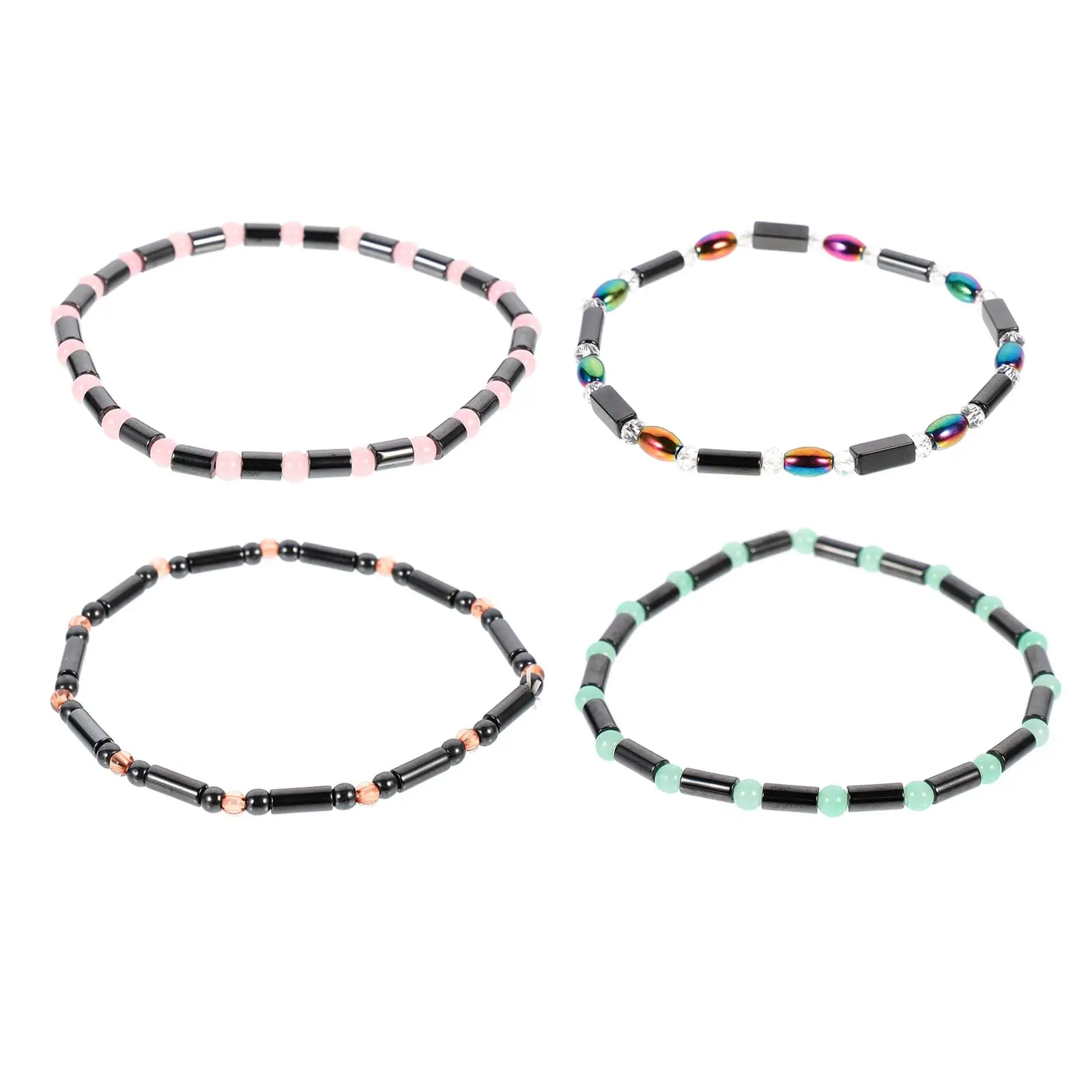 

4Pcs Foot Chain Hematite Anklet Acrylic Decoration Lightweight Durable Gift Ankle Chains Accessories Jewelry