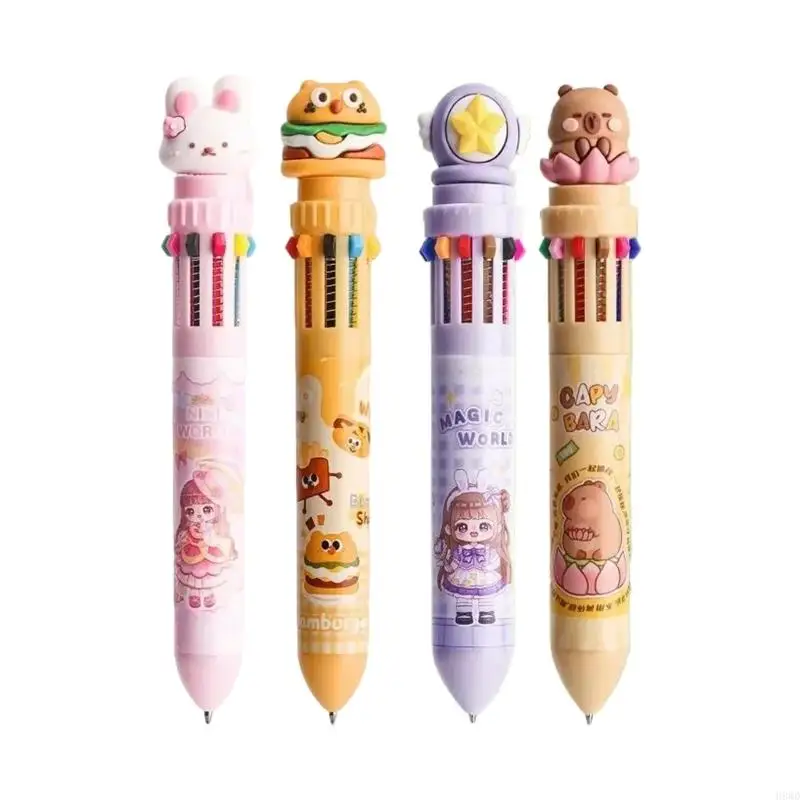 Set of 4 Retractable Ballpoint Pens Set 0.5mm Tip Multicoloured Ballpoint Pens For Efficient Writing In Office School H8WD