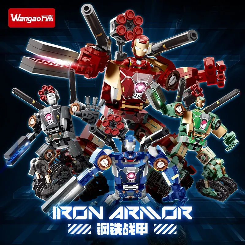 Wangao Assembling Building Blocks Iron Armor Comic Movable Action Figures Kids Toys Collectible Commemorate Festival Gifts Decor