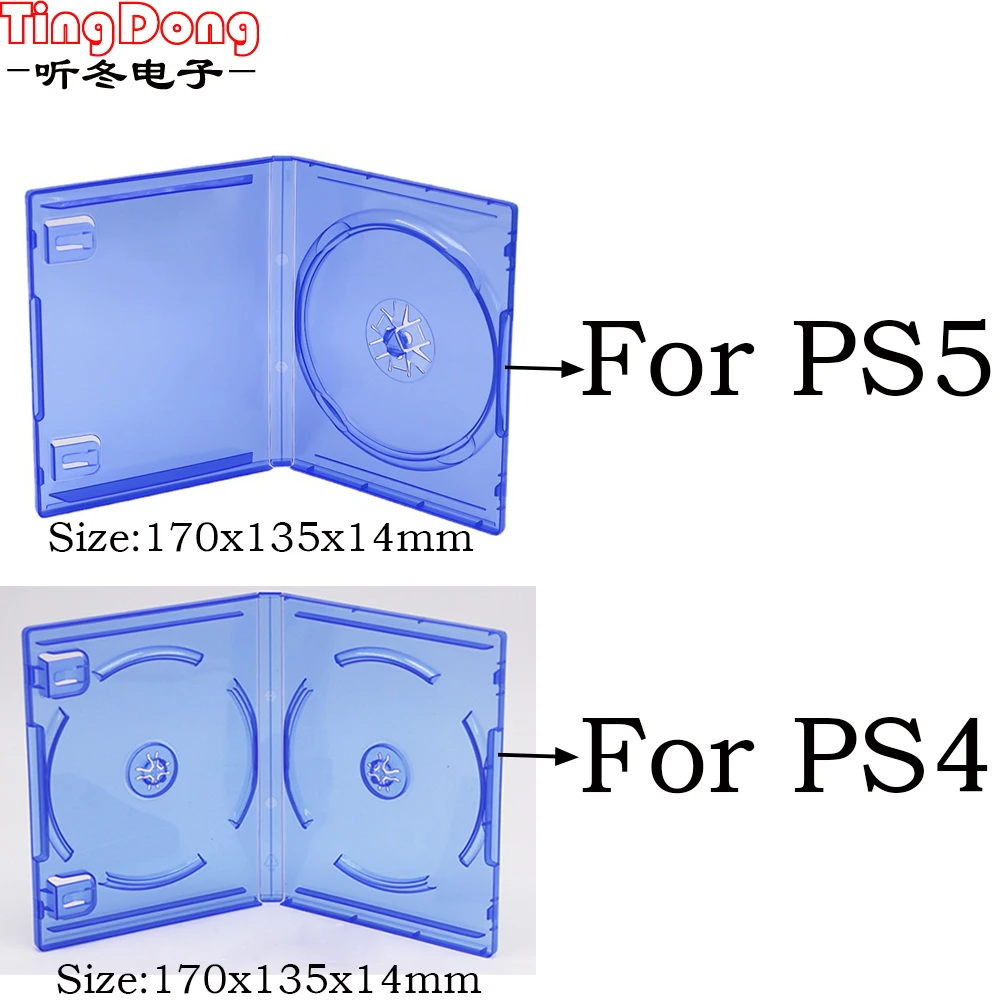 1pcs Blue clear Replacement Case For PS5 PS4 Game Double Disc Spare Blue Game Blu-Ray Box 2 CD 170X135X14mm