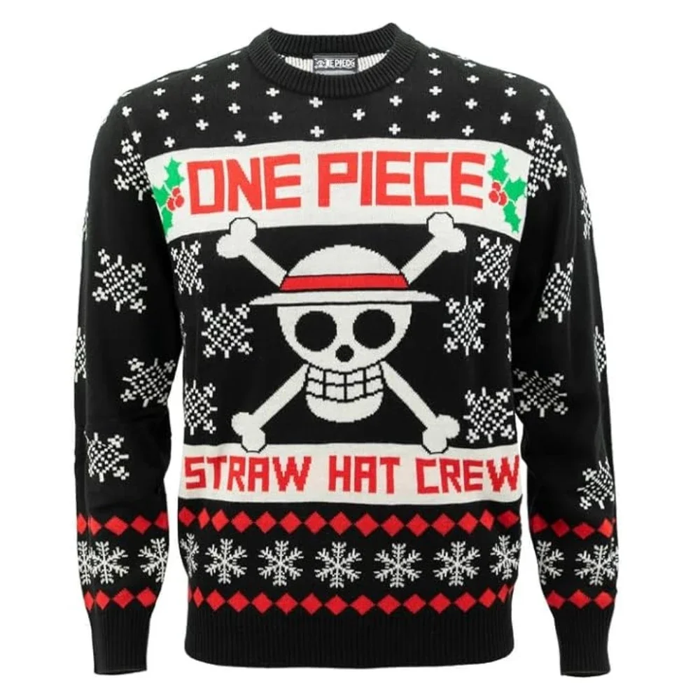 秋男性クルーネックワンピース麦わら帽子クルーアニメクリスマススウェットシャツ冬ソフト快適スタイリッシュなルーズフィットプルオーバートラックスーツ