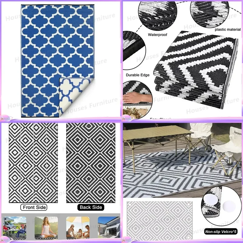 Waterproof Sand Proof Folding Outdoor Carpet PP Plastic Mat Portable Beach Picnic Rug Garden Courtyard Floor Pad Camping