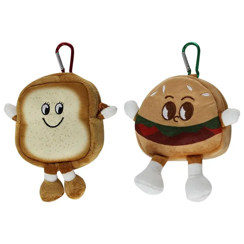 Fermuarlı Para Cüzdan Komik Tost Hamburger Para Çantası Karikatür bozuk para cüzdanı Anahtarlık Fermuar Değişim Kese Çanta Kadın Erkek Çocuklar için