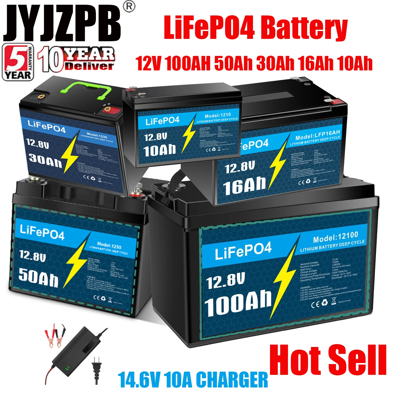 

12V 100Ah 50Ah 30Ah 16Ah 10Ah lifepo4 battery Perfect for RV, Kayak, Solar, homes off-grid applications lifepo4 battery charger