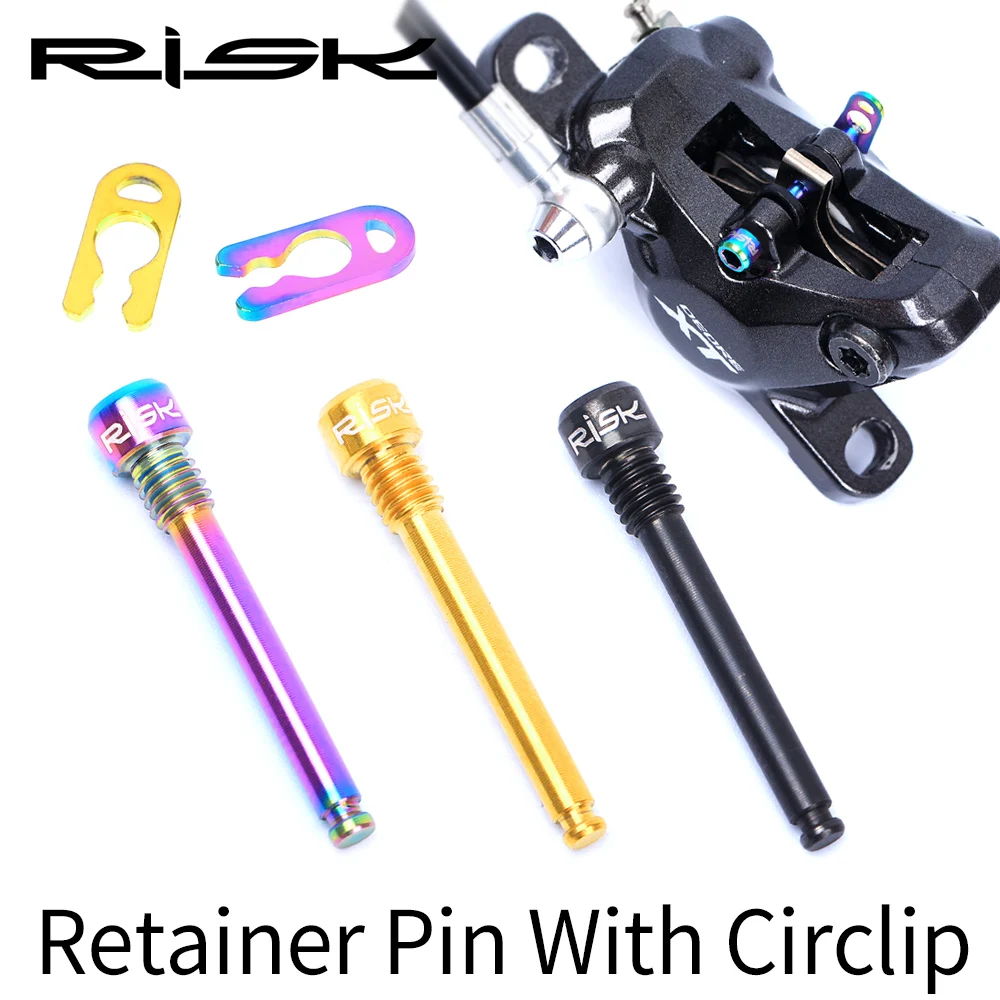 RISK 2PCS M4x26.5 Bicycle Titanium Retainer Pin With Circlip Road Bike Bolt Threaded Hydraulic Disc Brake Pad Lining Cycling