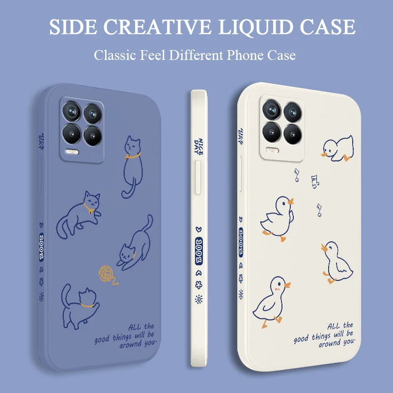 Line Animals Phone Case For OPPO Realme 11 10 8 8i 7 7i 6 Pro C12 C15 C20 C21Y C35 C25 C25S F19 F17 F9 Pro Cover