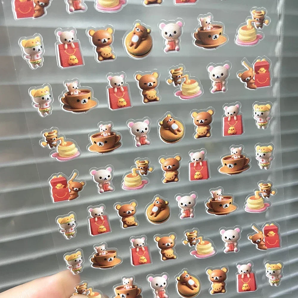 الكرتون لطيف Rilakkuma DIY PVC ملصقات بمادة لاصقة مسمار ديكور فني الوردي سلسلة سجل القصاصات كتيب ملصق مضاد للمياه لعبة الهدايا