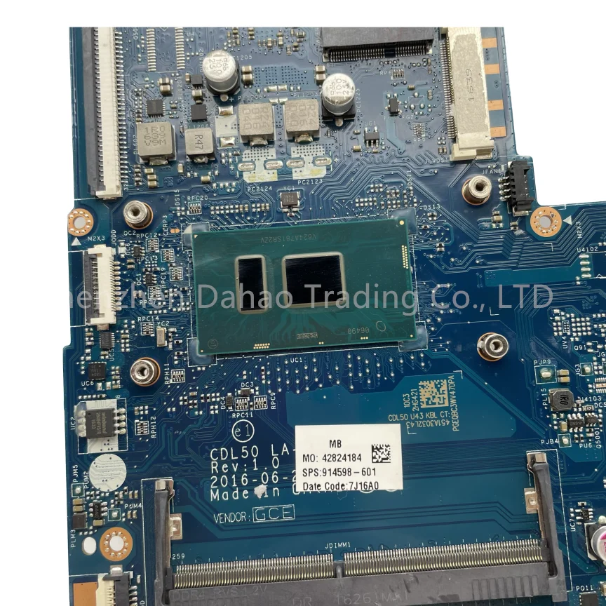 Imagem -02 - Placa-mãe Portátil para hp Cdl50 La-d707p 15-ay 15-ac 250 g5 I37100u I5-7200u I7-7500u 914598001 914598501 914598601