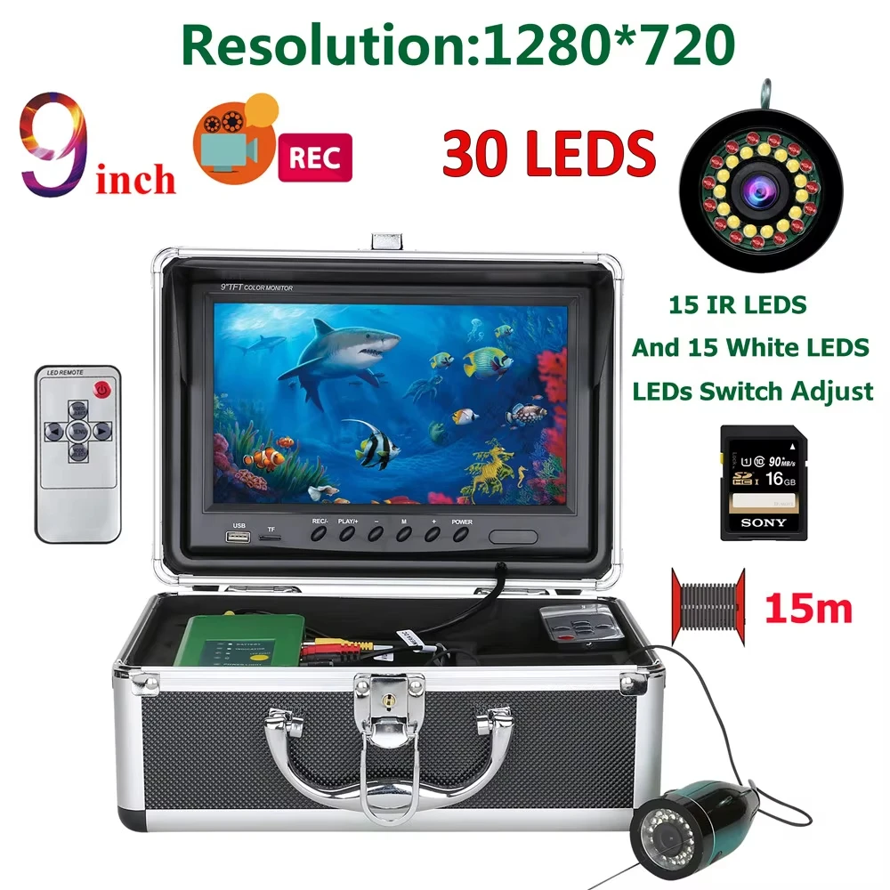 

Underwater high-definition fish detector, visual camera for fishing and catching fish, night vision display for anchor fish