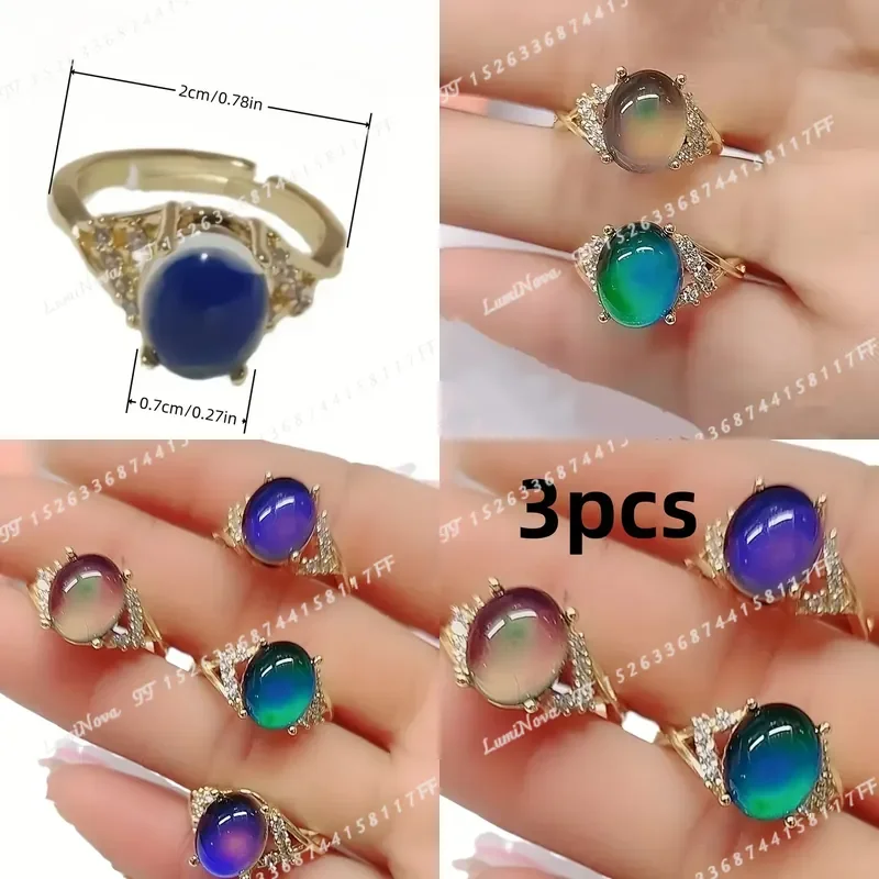 1pc 3pcs Elegant Cross Mood Ring Temperature Sensitive Color Changing Stone No Plating Multifunctional Fashion Accessory