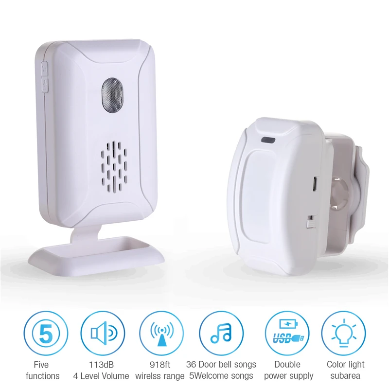 

36 Ringtones Shop Store Welcome Chime Wireless Home Security Infrared PIR Motion Sensor Detector Alarm Bell Entry Alert System