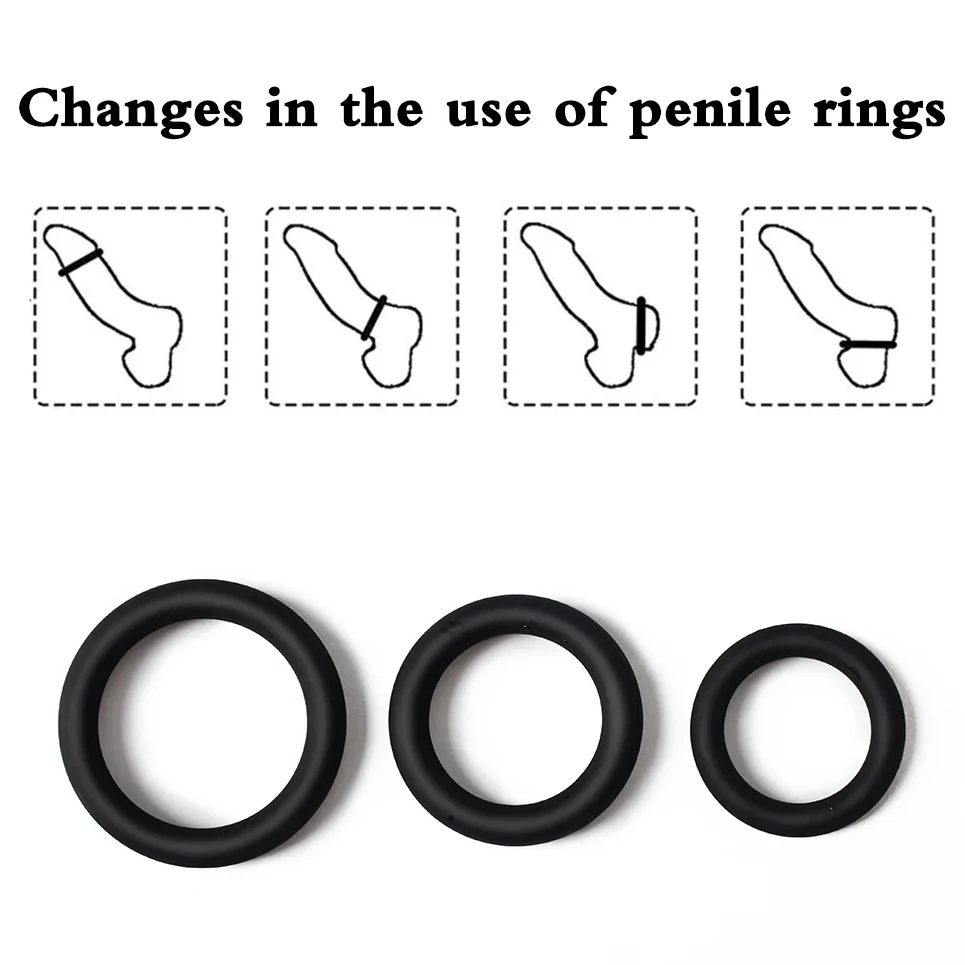 Cock Rings 3PCS Flash In The Night Lock Durable Silicone Penis Ring Sex Toys for Men Male Delay Ejaculation Scrotum Lock Ring