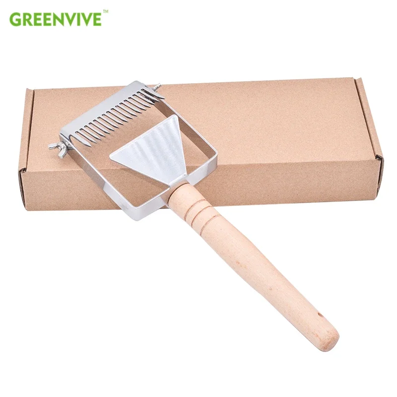 Stainless Steel Wooden Handle Uncapping Fork Honey Scraper Cutting Honey Comb Knife Scraping Shovels Beekeeping Tools