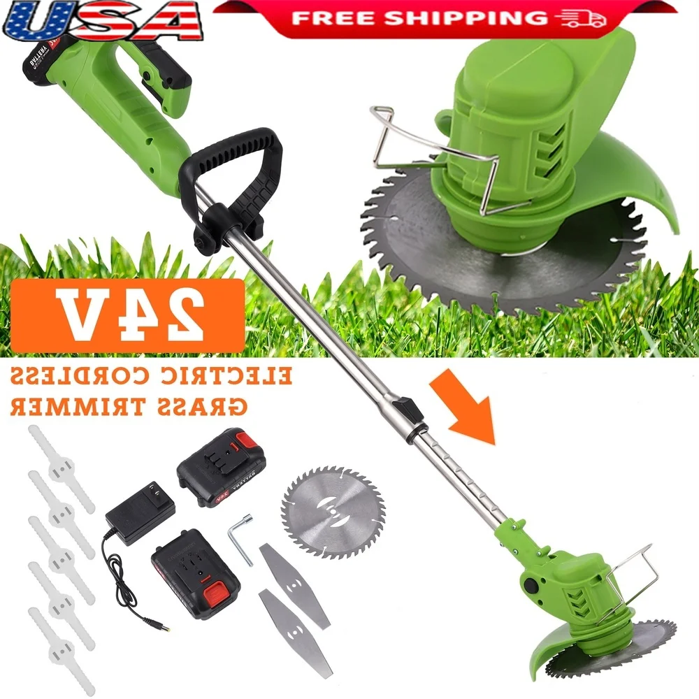

Cordless Edger Trimmer Battery Operated 24V 2000mAh Lightweight Garden Tool Lawn Maintenance Easy Use