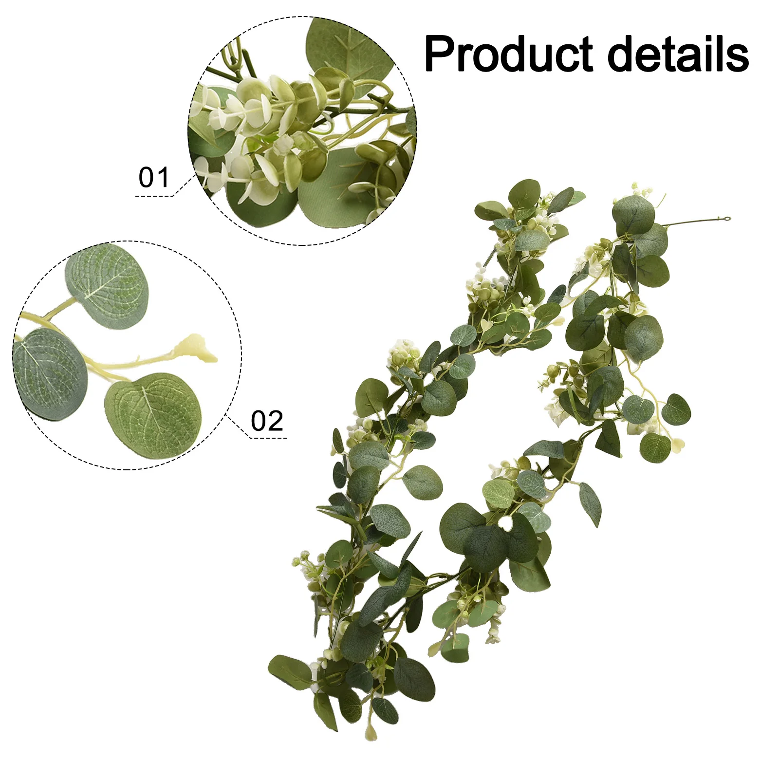 Fake Eucalyptus Garland Eucalyptus Wreath Long-lasting Low Maintenance Multi-purpose Usage Lifelike Appearance